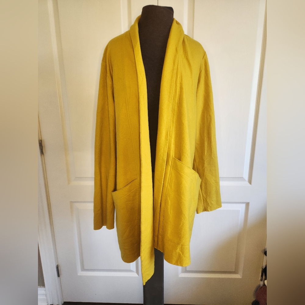 Eileen Fisher Yellow Open Front Cardigan
